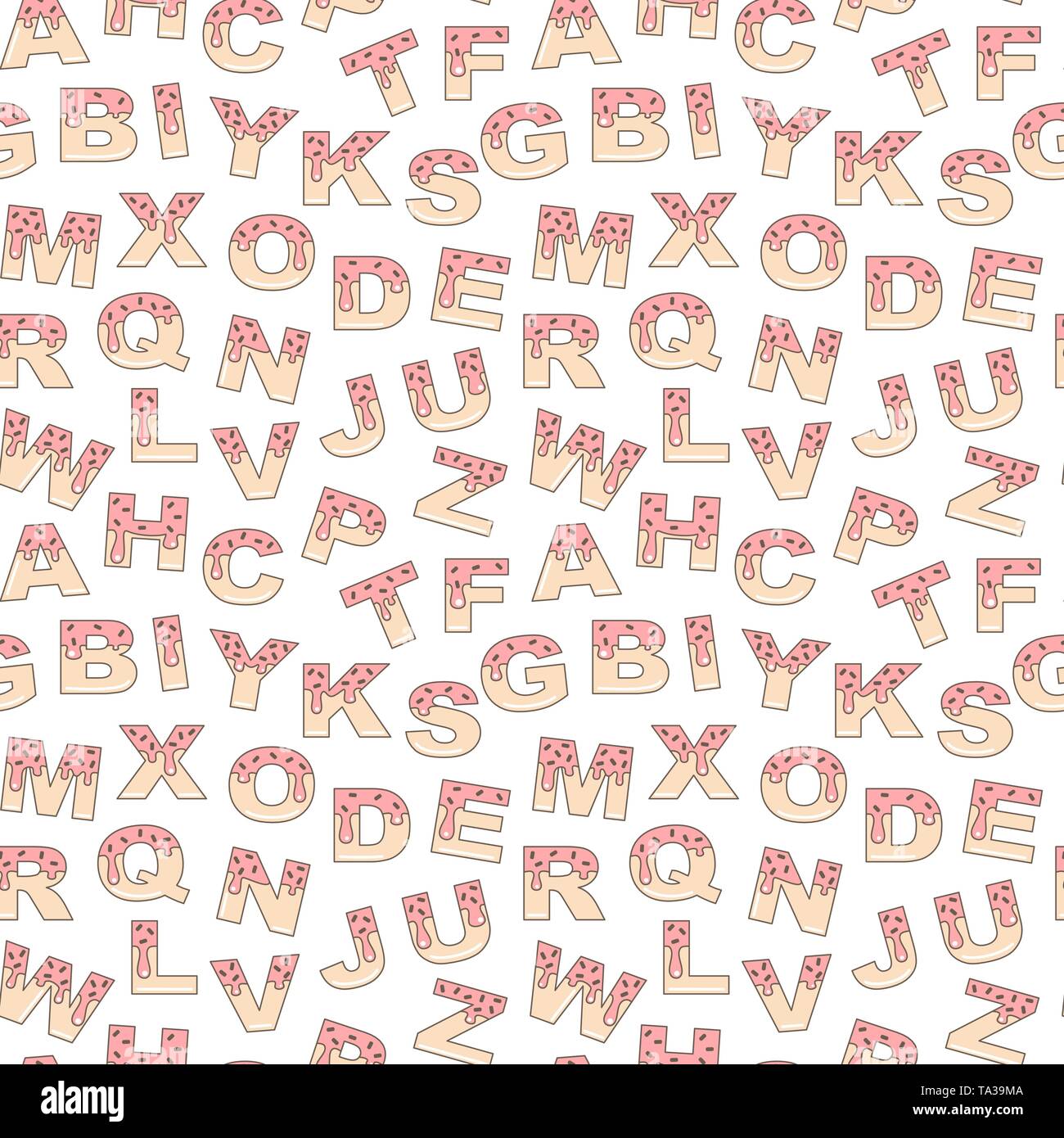 Cartoon carino ciambelle lettere vetrato perfetta configurazione vettore illustrazione dello sfondo Illustrazione Vettoriale