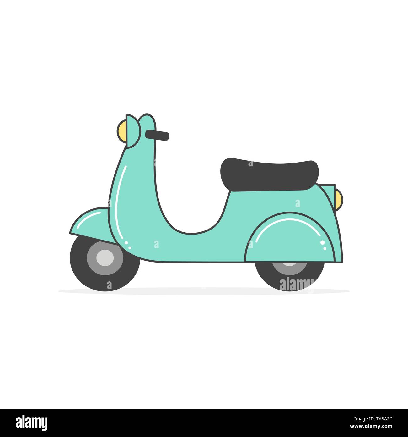 Cartoon carino blu moto scooter illustrazione vettoriale isolati su sfondo bianco Illustrazione Vettoriale