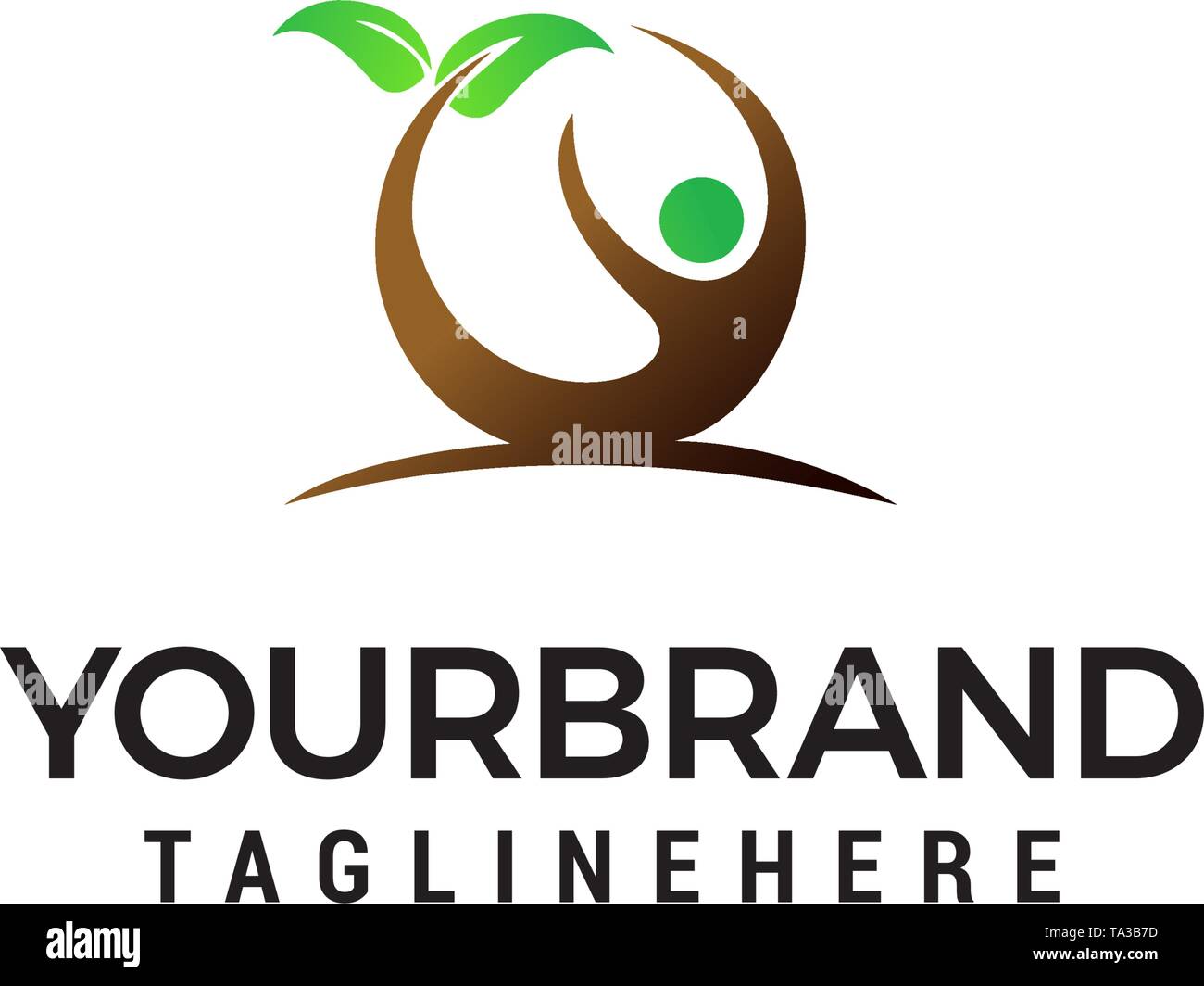 Persone leaf logo design concept vettore modello Illustrazione Vettoriale