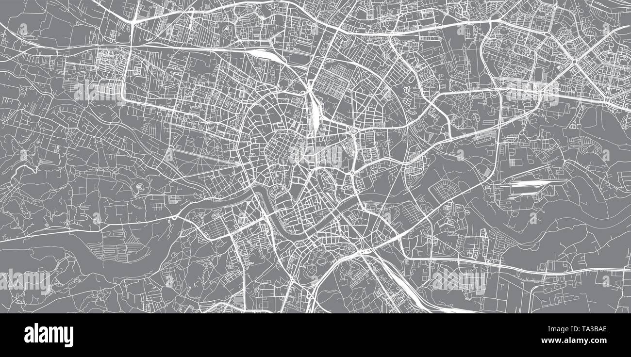 Vettore urbano mappa della città di Cracovia in Polonia Illustrazione Vettoriale