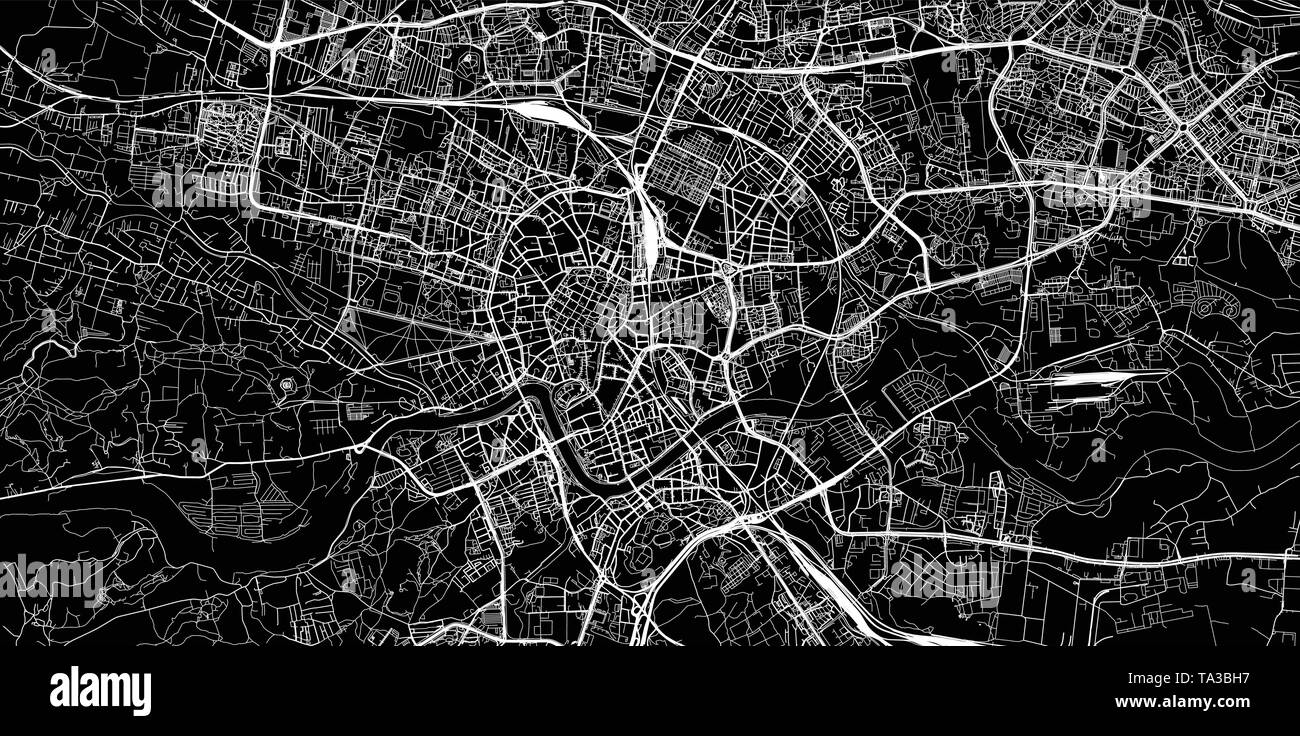 Vettore urbano mappa della città di Cracovia in Polonia Illustrazione Vettoriale