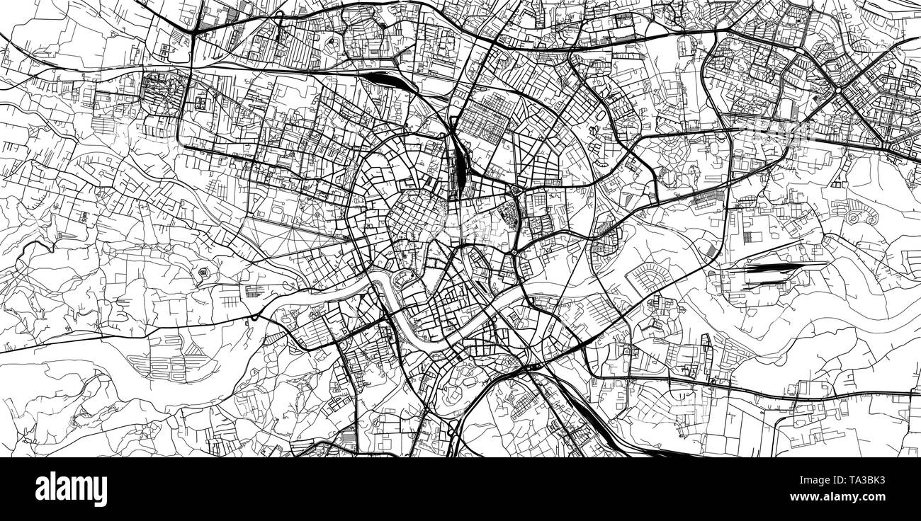 Vettore urbano mappa della città di Cracovia in Polonia Illustrazione Vettoriale