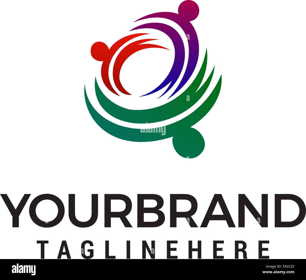 Family Care logo design concept vettore modello Illustrazione Vettoriale