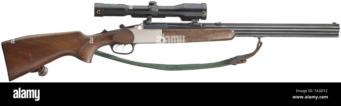 Bracci lunghi, moderne armi da caccia, al di sopra e al di sotto di fucile modello Blaser BBF 700, con ambito Kaps, calibro 12/70, 5,6 x 50 R Magnum, numero 22359, Additional-Rights-Clearance-Info-Not-Available Foto Stock