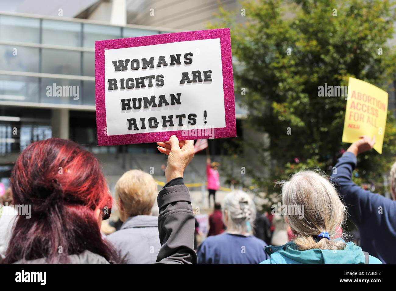 Una protesta contro l'aborto divieti, Eugene, Oregon, Stati Uniti d'America. Foto Stock