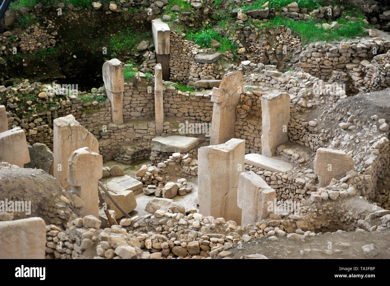 Antico sito archeologico di Gobekli Tepe, Sanliurfa, Turchia Foto Stock