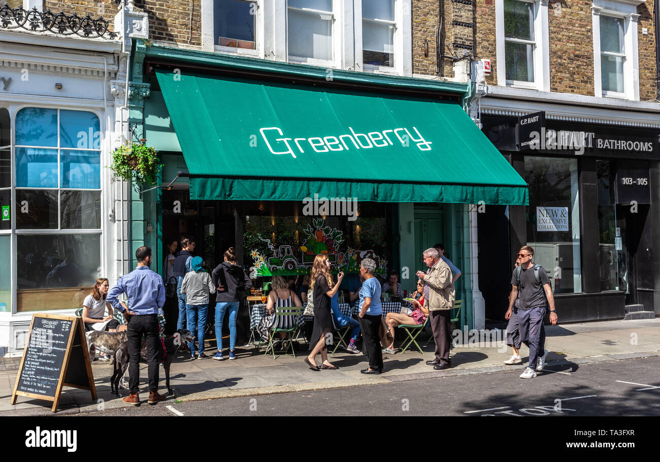 Greenberry Café, Regent's Park Rd, Primrose Hill, London, NW1 8UR, Inghilterra, Regno Unito. Foto Stock