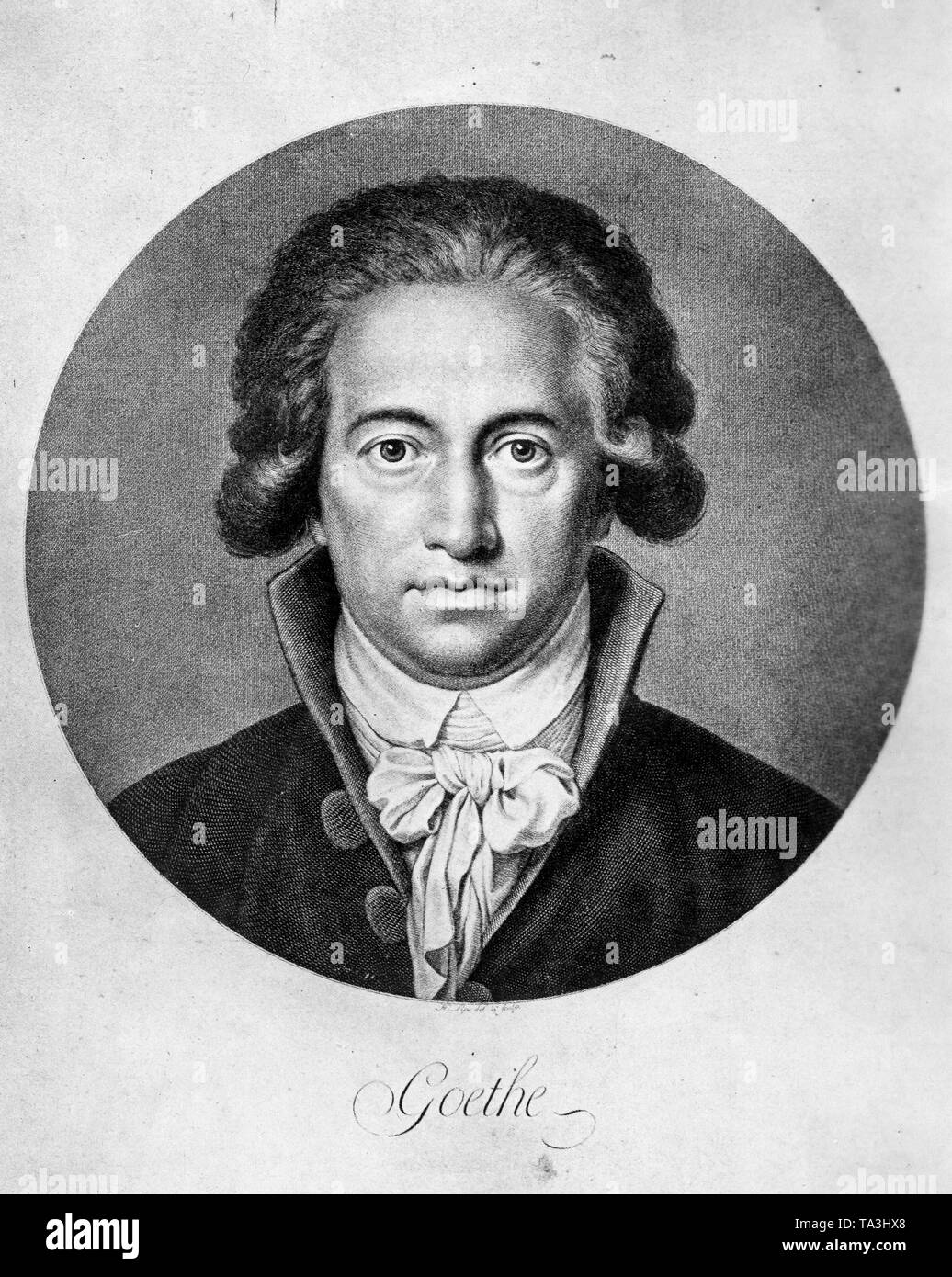 Ritratto dello scrittore tedesco Johann Wolfgang von Goethe, 1791 Foto Stock