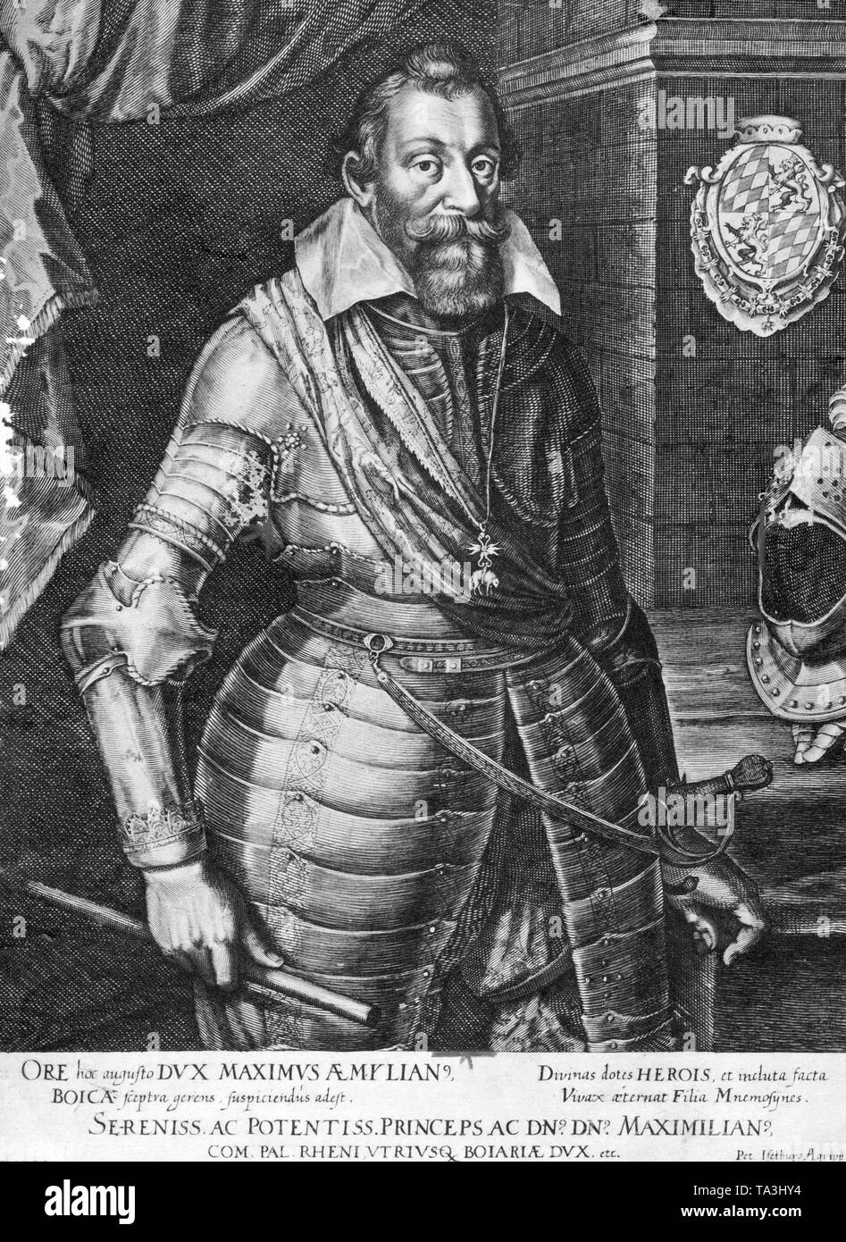 Questa fotografia mostra il Duca Massimiliano I di Baviera in armatura. Dal 1623 fu nominato elettore del Sacro Romano Impero. Immagine non datata. Foto Stock