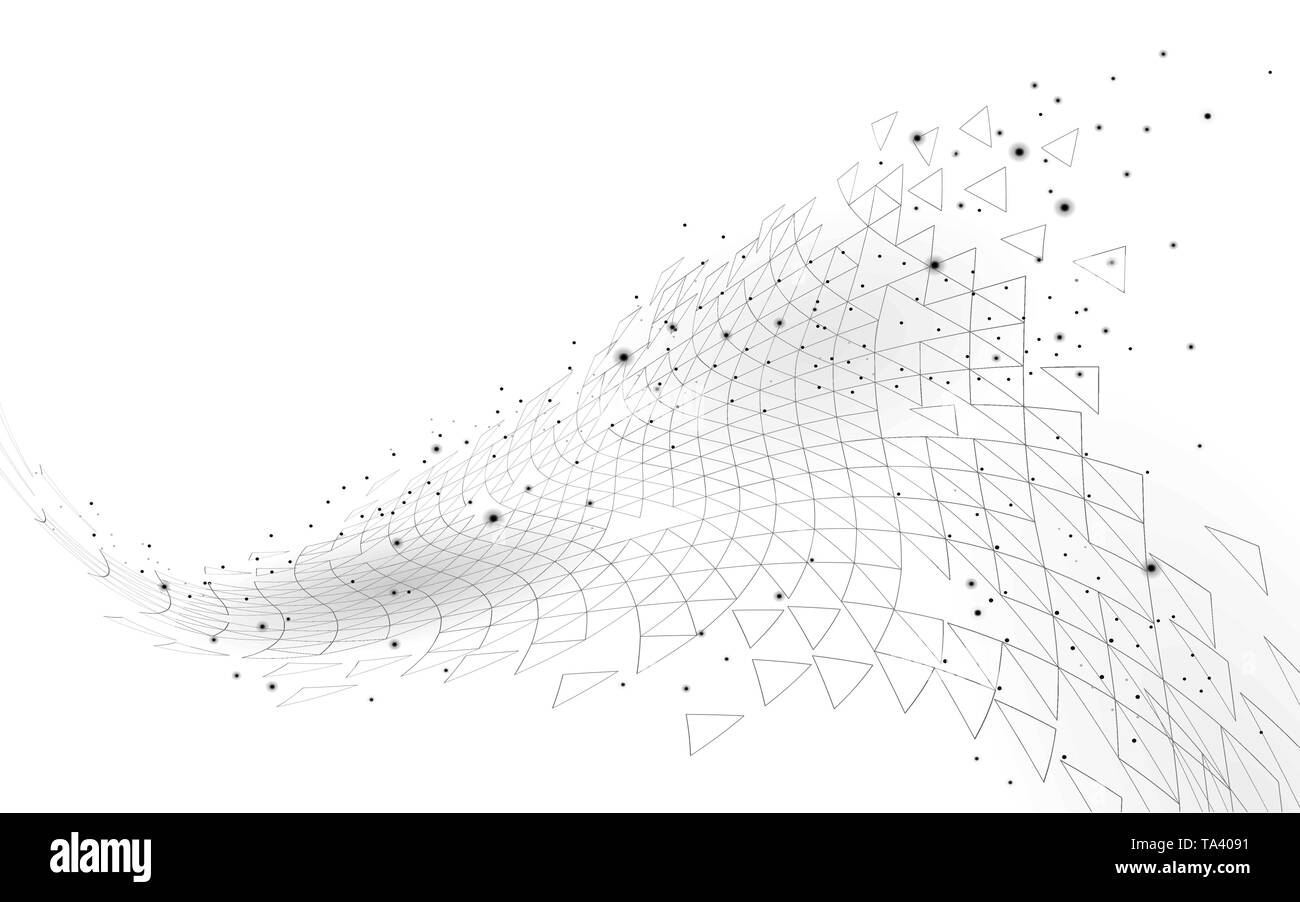 Bassa poli 3D spazio geometrico poligonale. Polimero innovativa struttura chimica. La scienza matematica triangolo grafico. Tecnologia dati narrativa astratta render Illustrazione Vettoriale