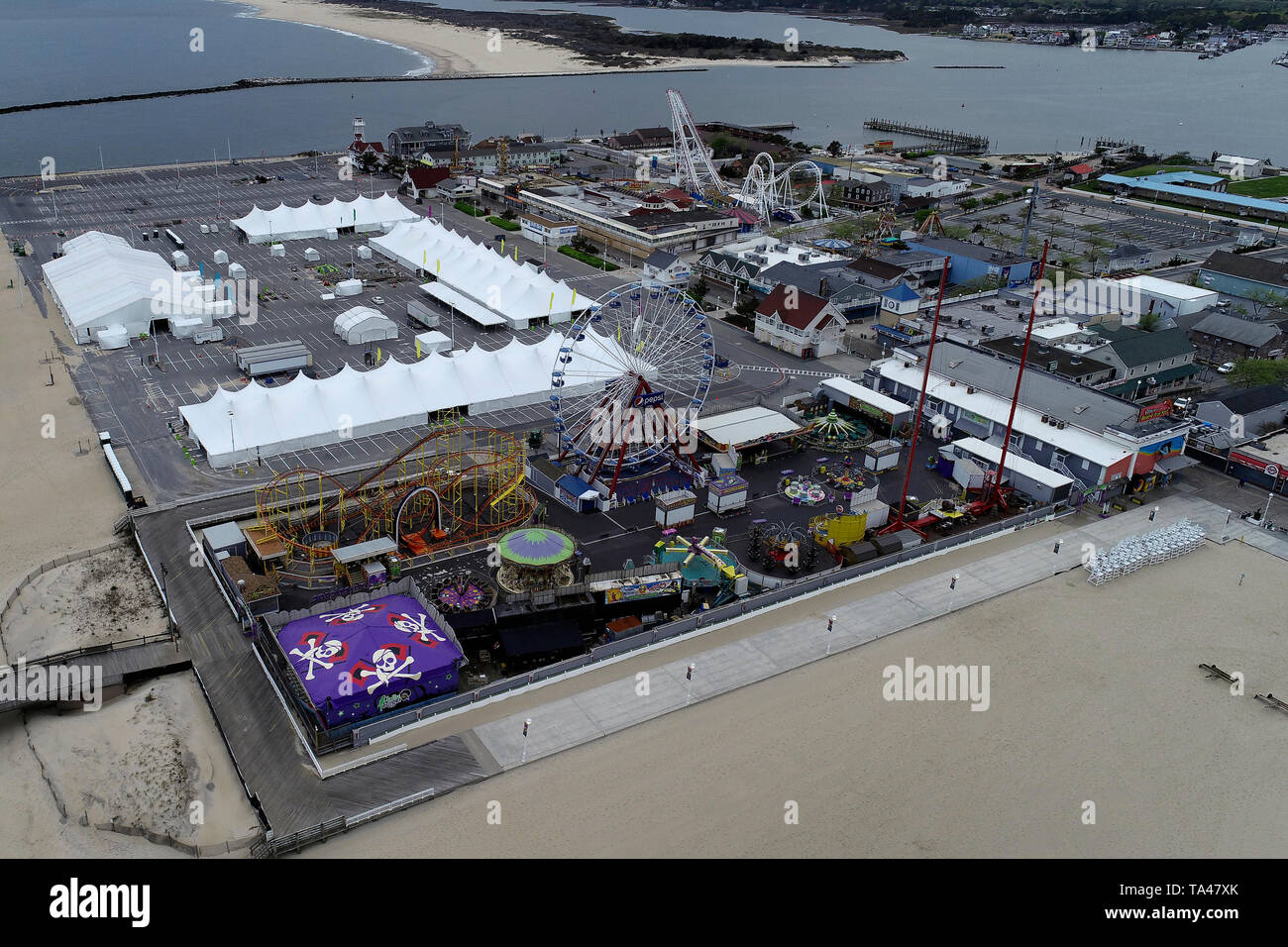 Vista aerea del Boardwalk Amusement Park in Ocean City, Maryland Foto Stock