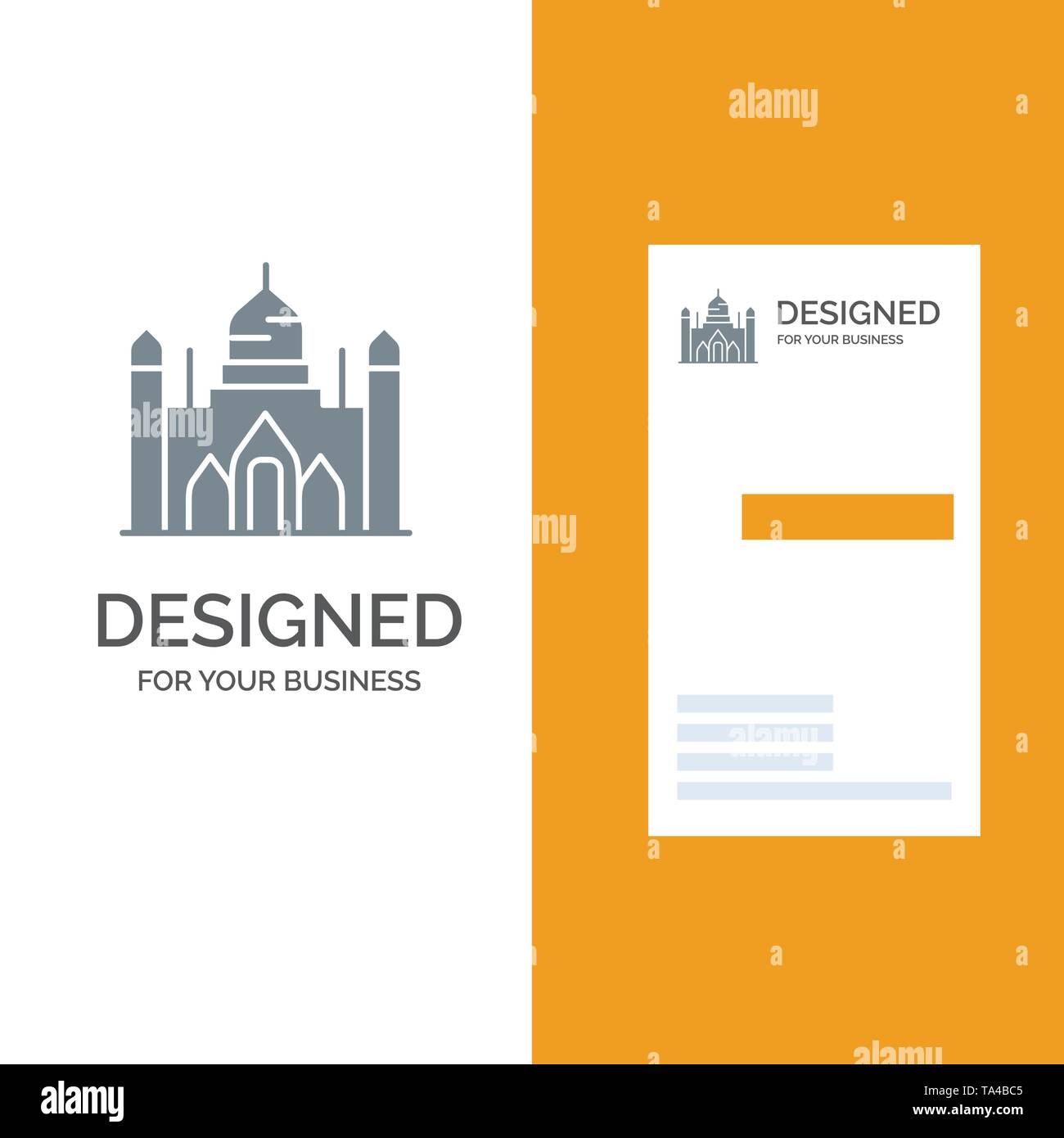Aurangabad Fort, Bangladesh, Dhaka, Lalbagh grigio Logo Design e Business Card Template Illustrazione Vettoriale