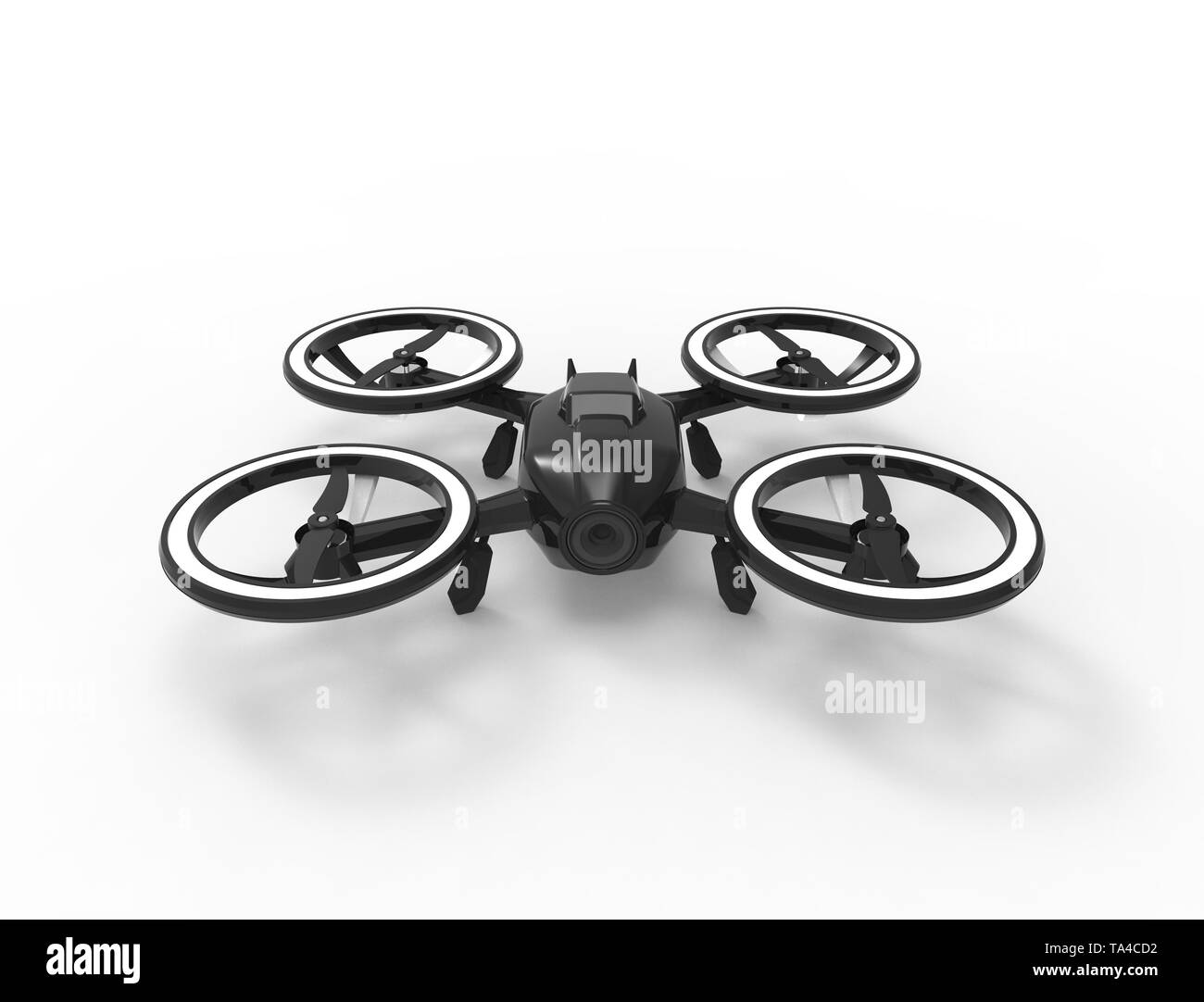 3D illustrazione di un drone nero isolato in uno sfondo bianco Foto Stock