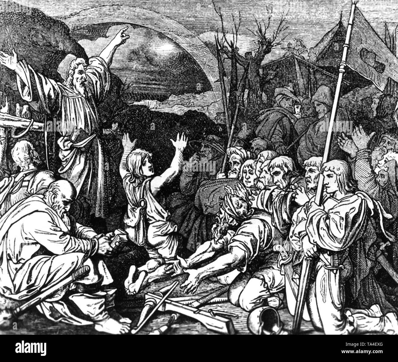 Il radicale Luther-seguace Thomas Muentzer (1489-1525) ha voluto istituire un theocratical stato come un predicatore con l aiuto di un contadino' esercito. Muentzer fu catturato e giustiziato nel 1525. Foto Stock