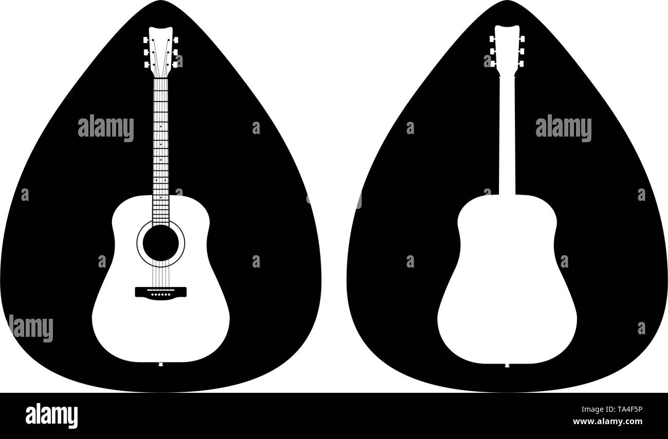 Un set di avvisatori acustici chitarre classiche della mancanza su sfondo bianco. Strumenti musicali a corda. Grazioso appartamento in stile cartone animato. Illustrazione Vettoriale Illustrazione Vettoriale