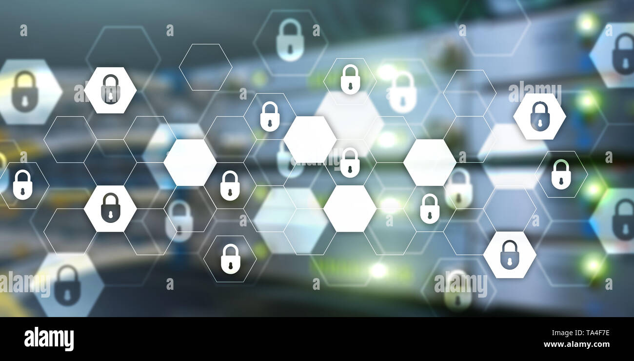 Cyber security tecnologia astratta sfondo banner. La protezione dei dati e informativa sulla privacy Foto Stock