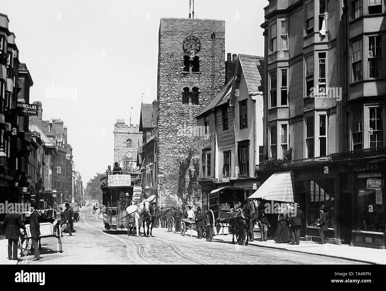 Horse tram, Cornmarket Street Oxford Foto Stock