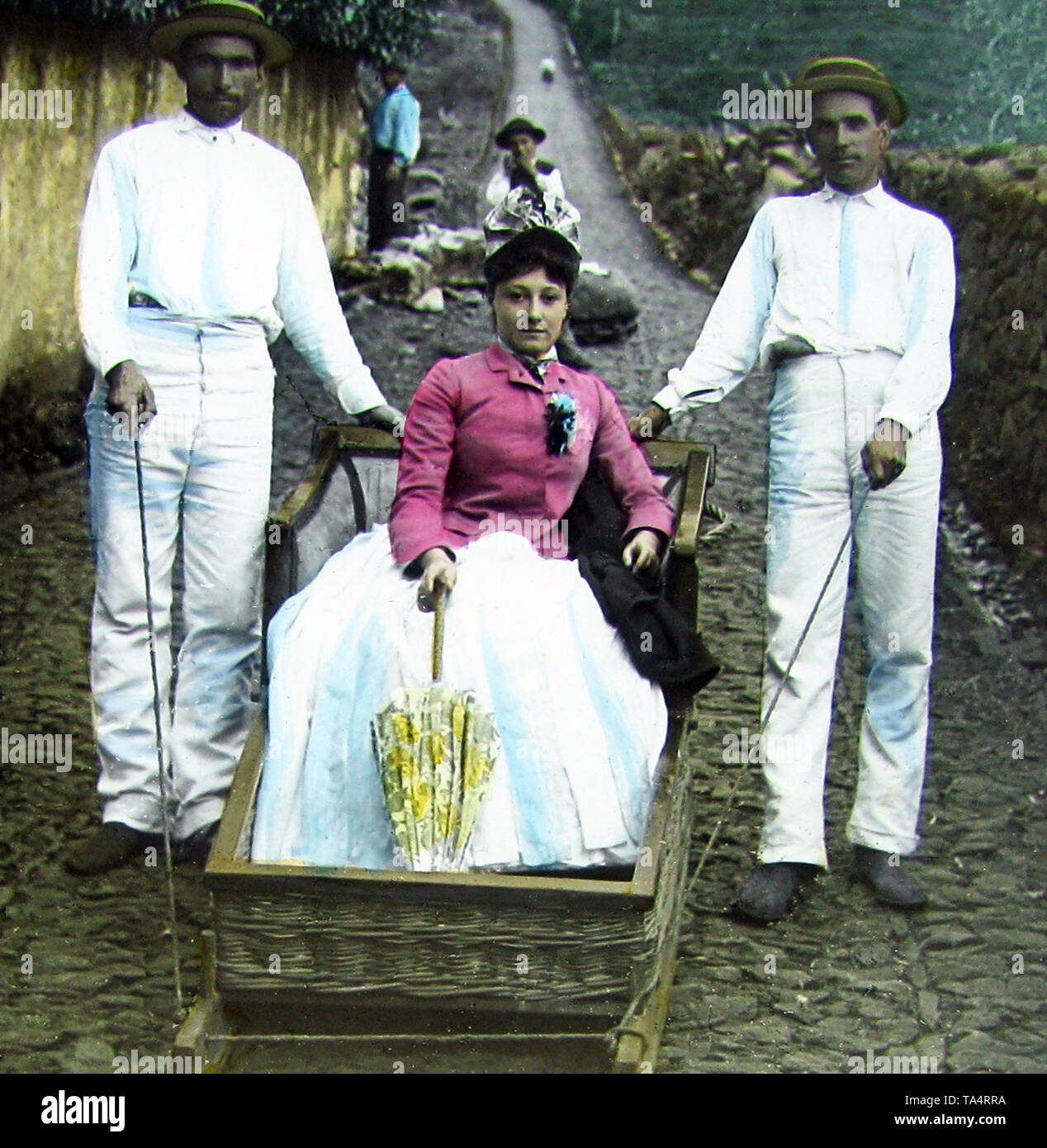 Esecuzione di un carro, Madeira colorate a mano foto Foto Stock