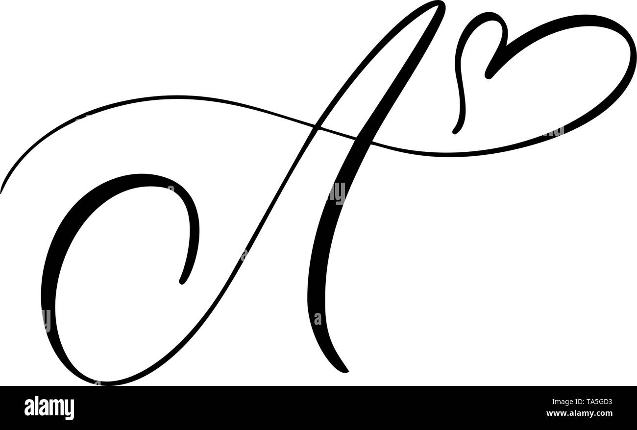 Vector Vintage floreale monogramma lettera A. elemento calligrafia prosperare. Disegnato a mano per firmare pagina decor e il design illustrazione ornamento di turbolenza Illustrazione Vettoriale
