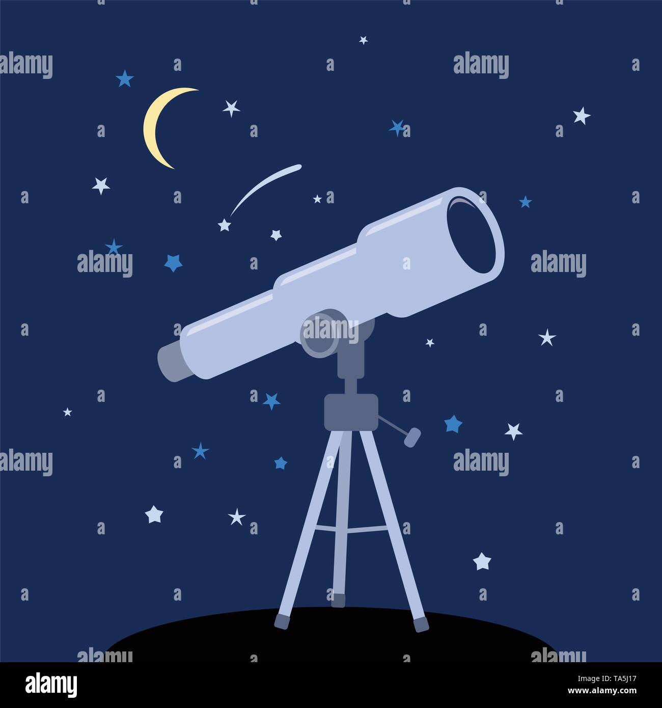 Vettore icona telescopio. astronomia strumento per science discovery piatto simbolo del telescopio per guardare stelle Illustrazione Vettoriale