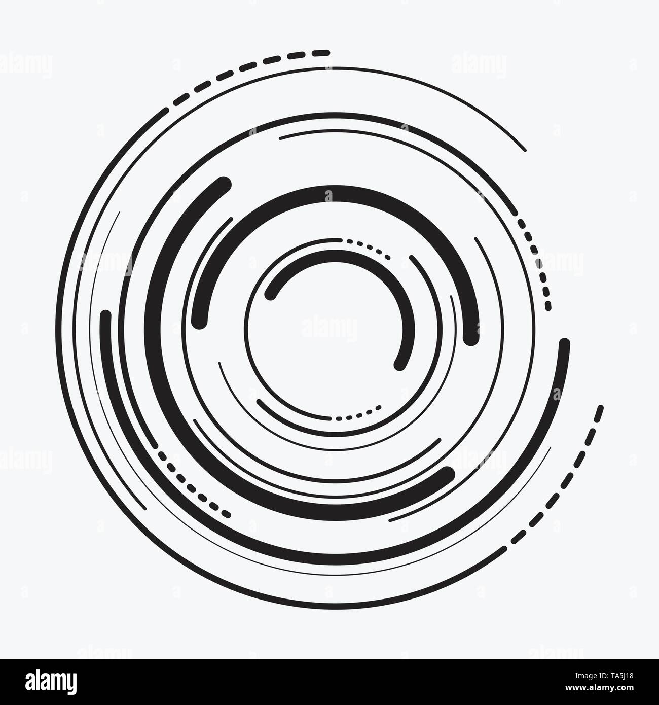 Il vettore radiale astratta sfondo del ripple concentrici cerchi. linee circolari motivo grafico linea increspature come concetto di moto Illustrazione Vettoriale