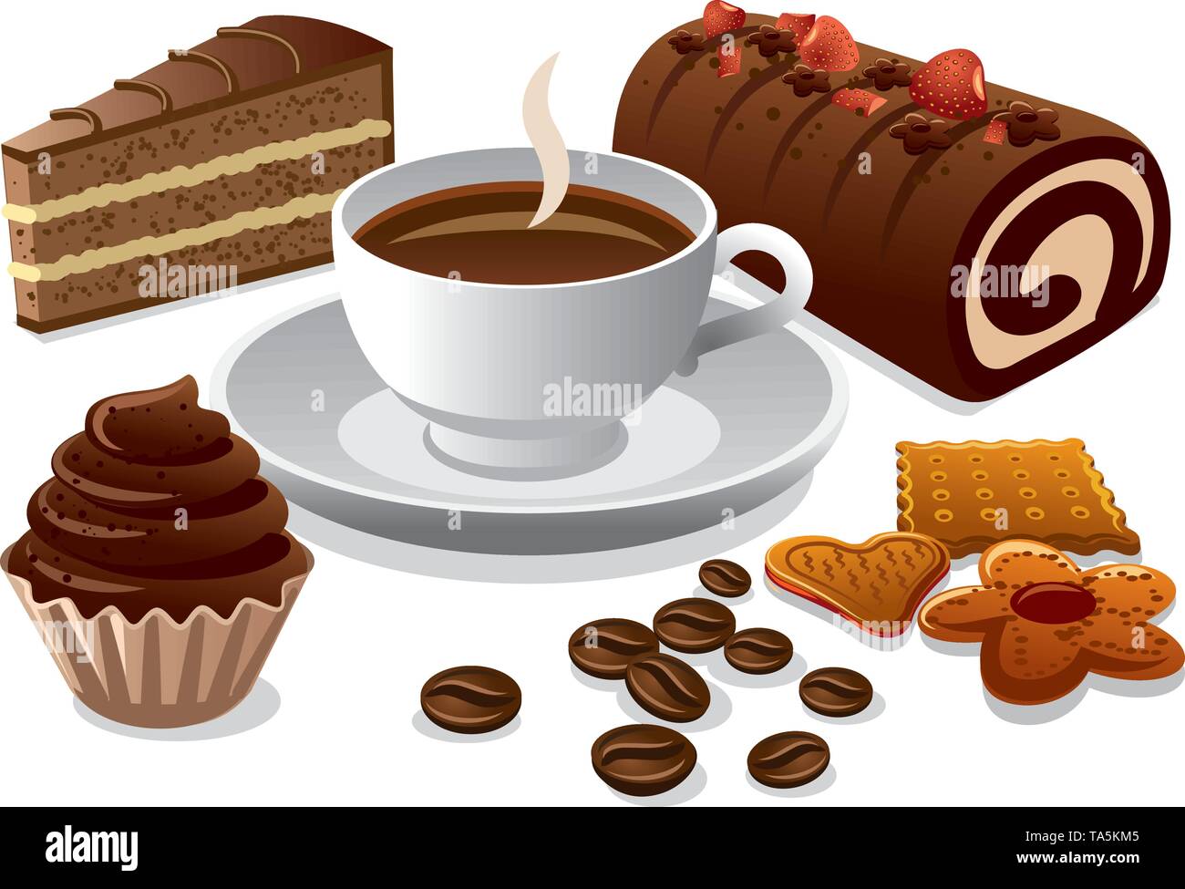 Caffè e torte Illustrazione Vettoriale
