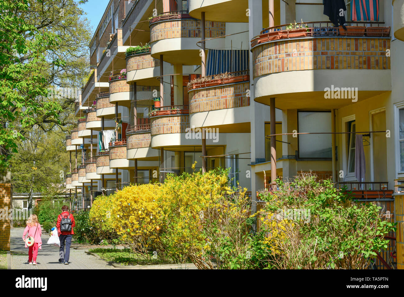 Costruzioni residenziali di Hugo Häring, Göbelstrasse, grande insediamento Siemensstadt, Spandau, Berlino, Germania, Wohnbauten von Hugo Häring, Goebelstr Foto Stock