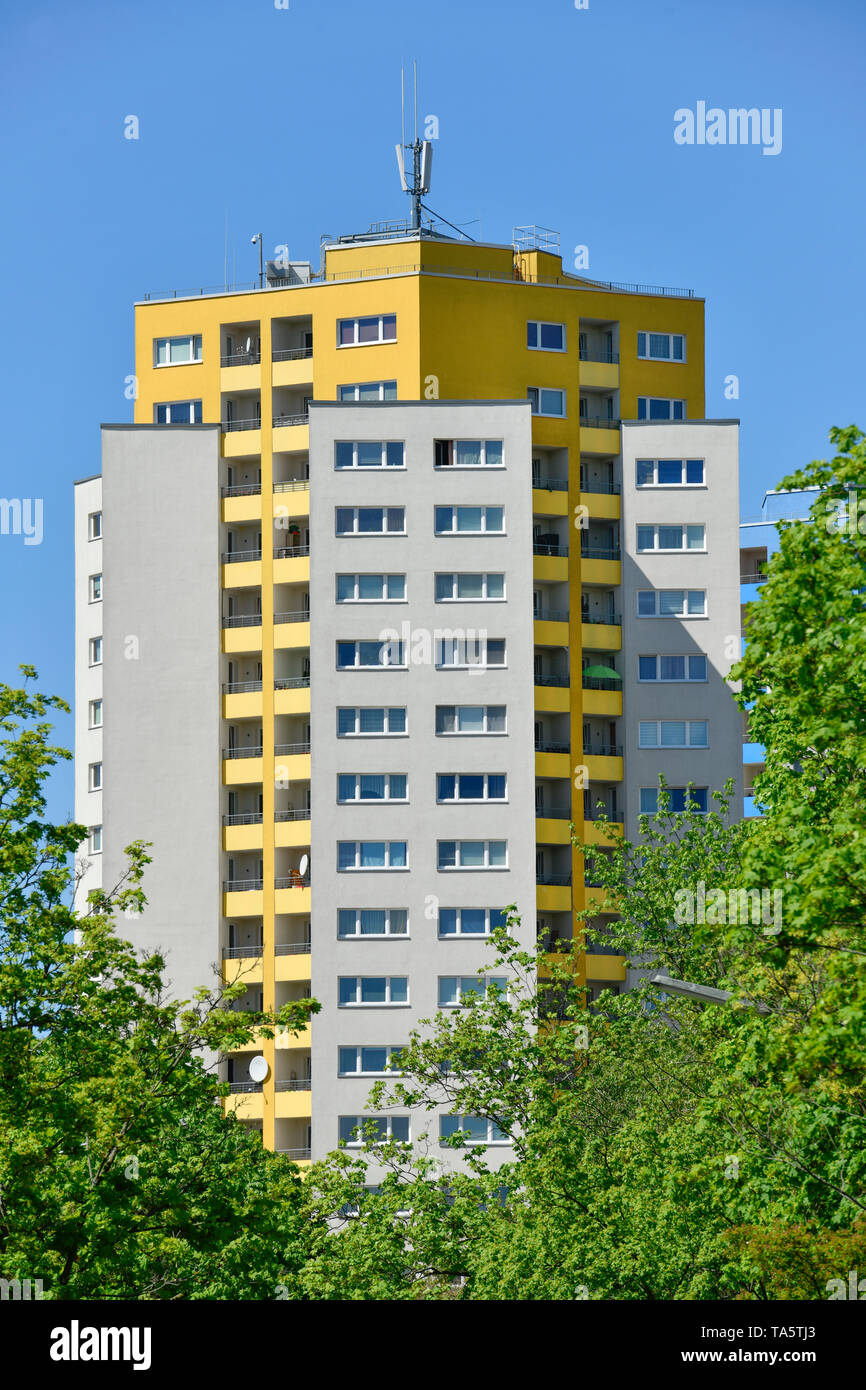 Elevato aumento, frutta avenue, frutta avenue insediamento, Staaken, Spandau, Berlino, Germania, Hochhaus, Obstallee, Obstallee-Siedlung, Deutschland Foto Stock