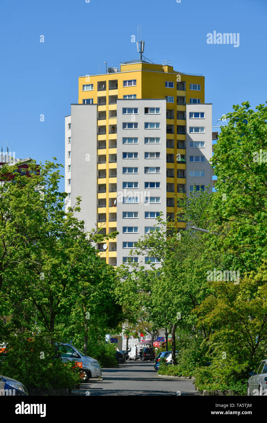 Elevato aumento, frutta avenue, frutta avenue insediamento, Staaken, Spandau, Berlino, Germania, Hochhaus, Obstallee, Obstallee-Siedlung, Deutschland Foto Stock