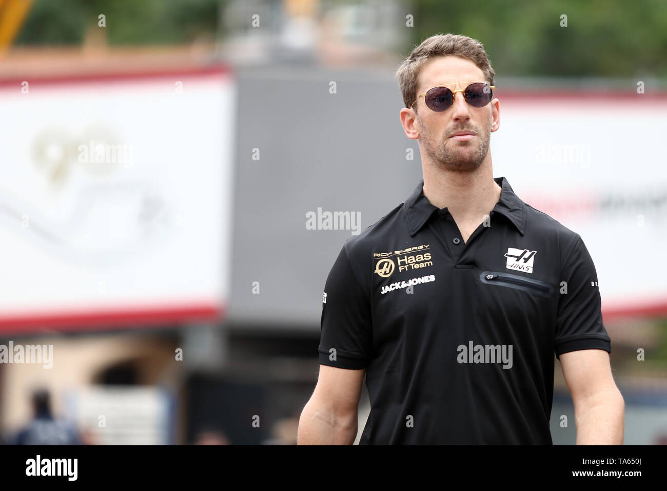 Monte Carlo, Monaco. 22 maggio , 2019. Romain Grosjean di energia ricco Haas F1 Team nel paddock durante il Gran Premio di F1 di Monaco Credito: Marco Canoniero/Alamy Live News Credito: Marco Canoniero/Alamy Live News Foto Stock