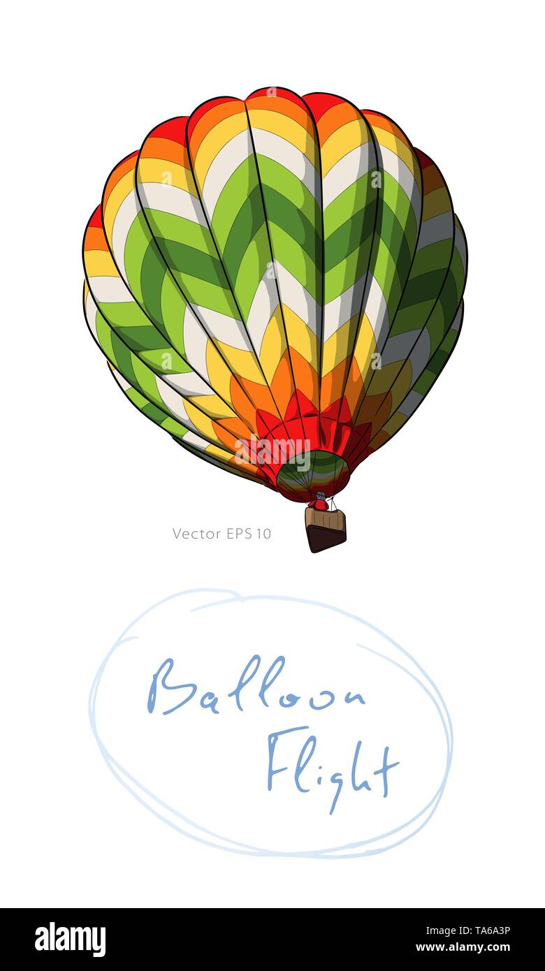 Mongolfiera di vari colori isolato su bianco Illustrazione Vettoriale