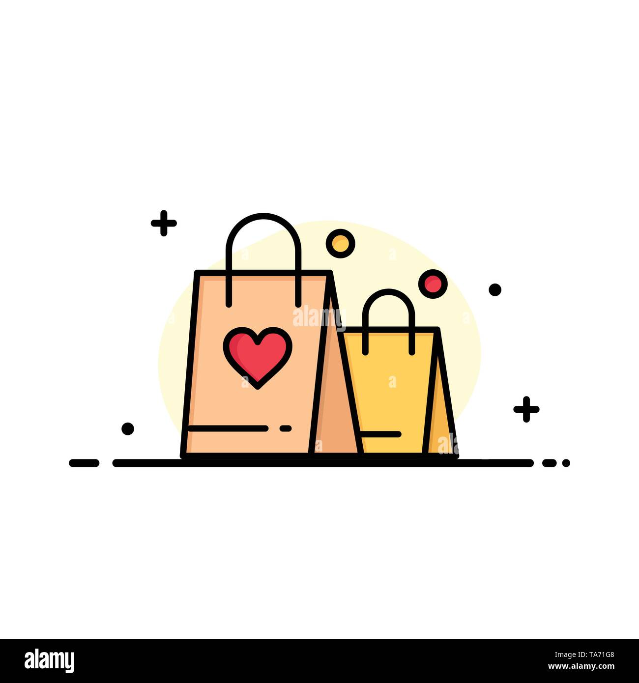Borsetta, amore, cuore, matrimonio Logo aziendale modello. Schermo piatto a colori Illustrazione Vettoriale