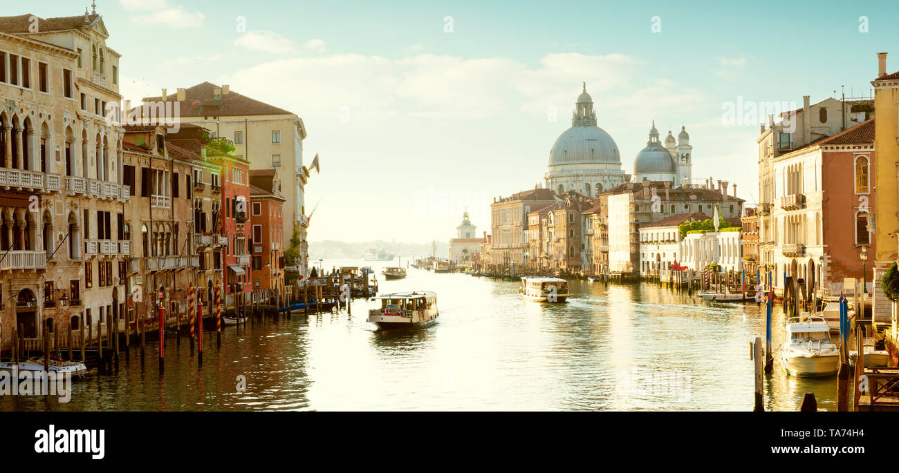 Panorama del Canal Grande di Venezia, Italia Foto Stock