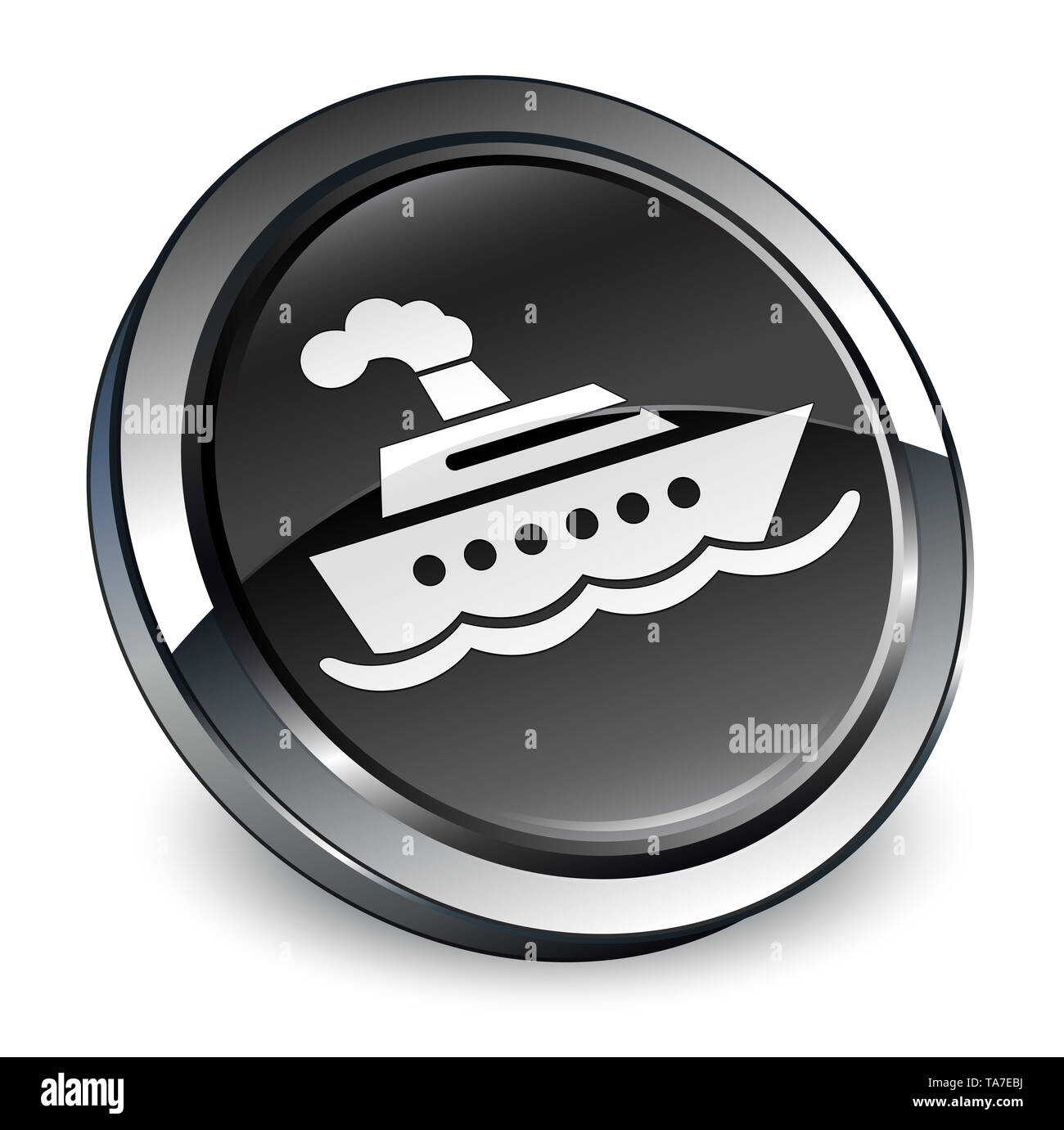 La nave di crociera icona isolati su 3d nero pulsante rotondo illustrazione astratta Foto Stock