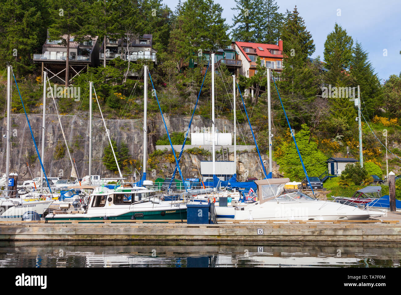 Procedure Dockside Wizard di scena a Grotta Segreta marina sulla costa del sole della Columbia britannica in Canada Foto Stock