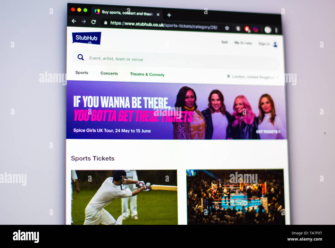 Biglietto ri-venditore StubHub sito online Foto Stock