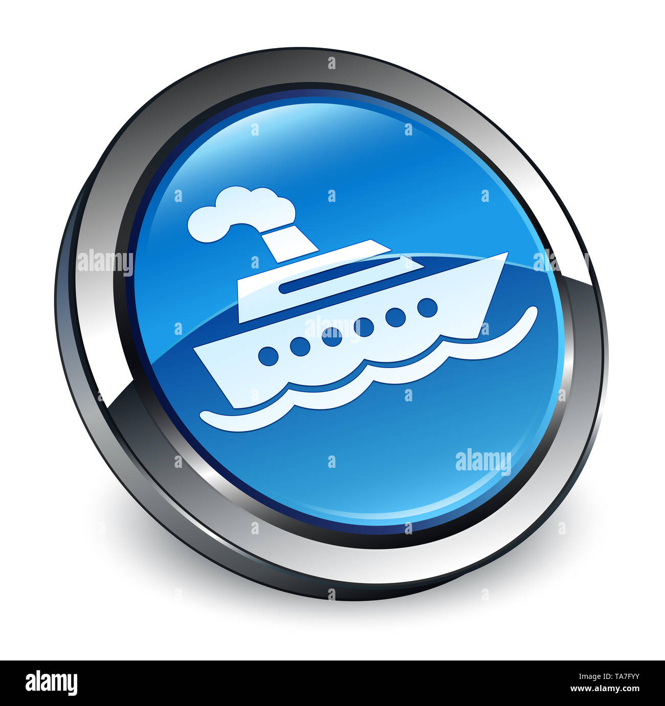 La nave di crociera icona isolati su 3d blu pulsante rotondo illustrazione astratta Foto Stock