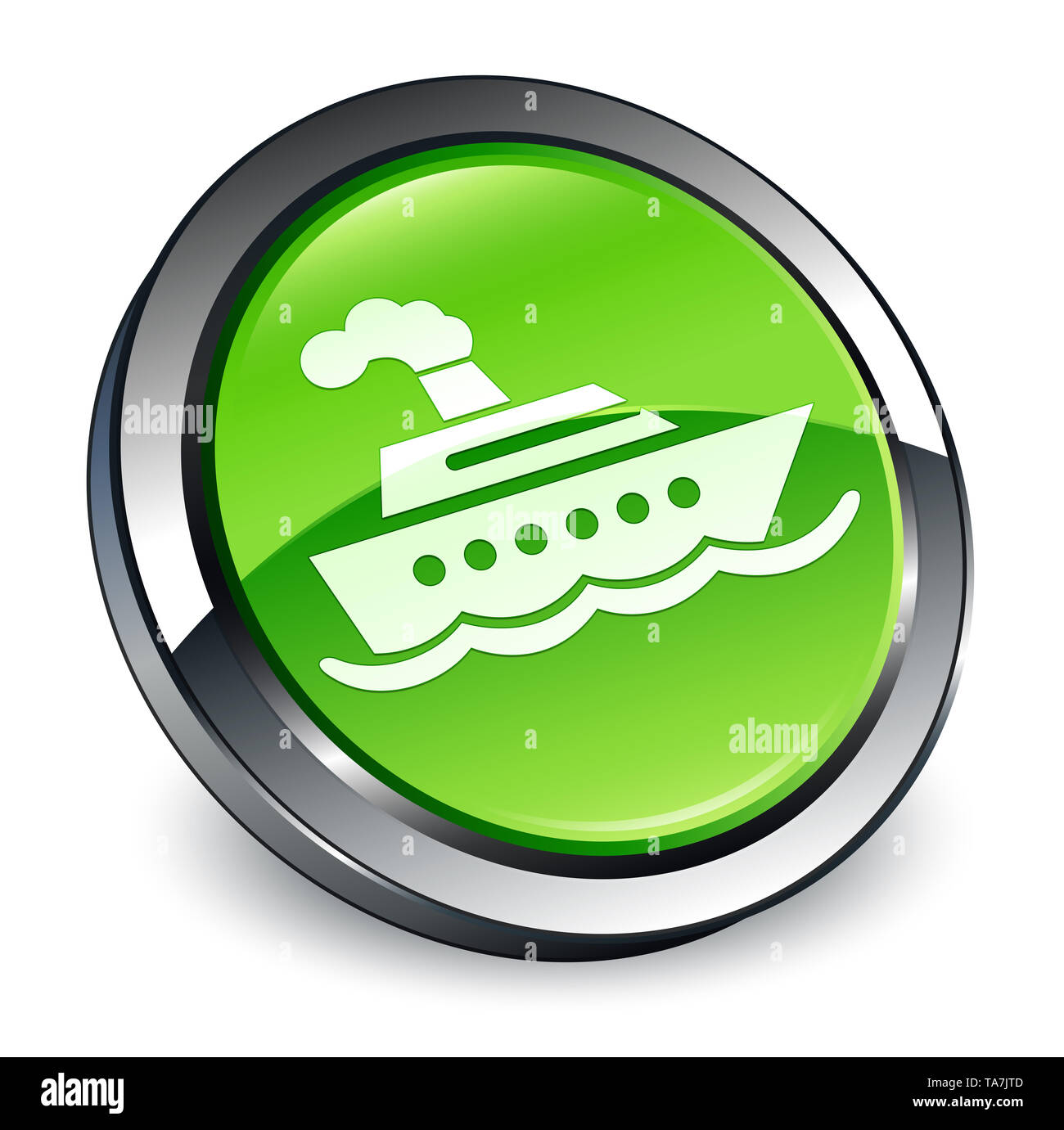 La nave di crociera icona isolati su 3d verde pulsante rotondo illustrazione astratta Foto Stock