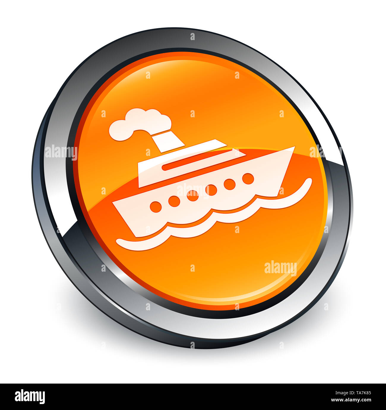 La nave di crociera icona isolati su 3d arancio pulsante rotondo illustrazione astratta Foto Stock