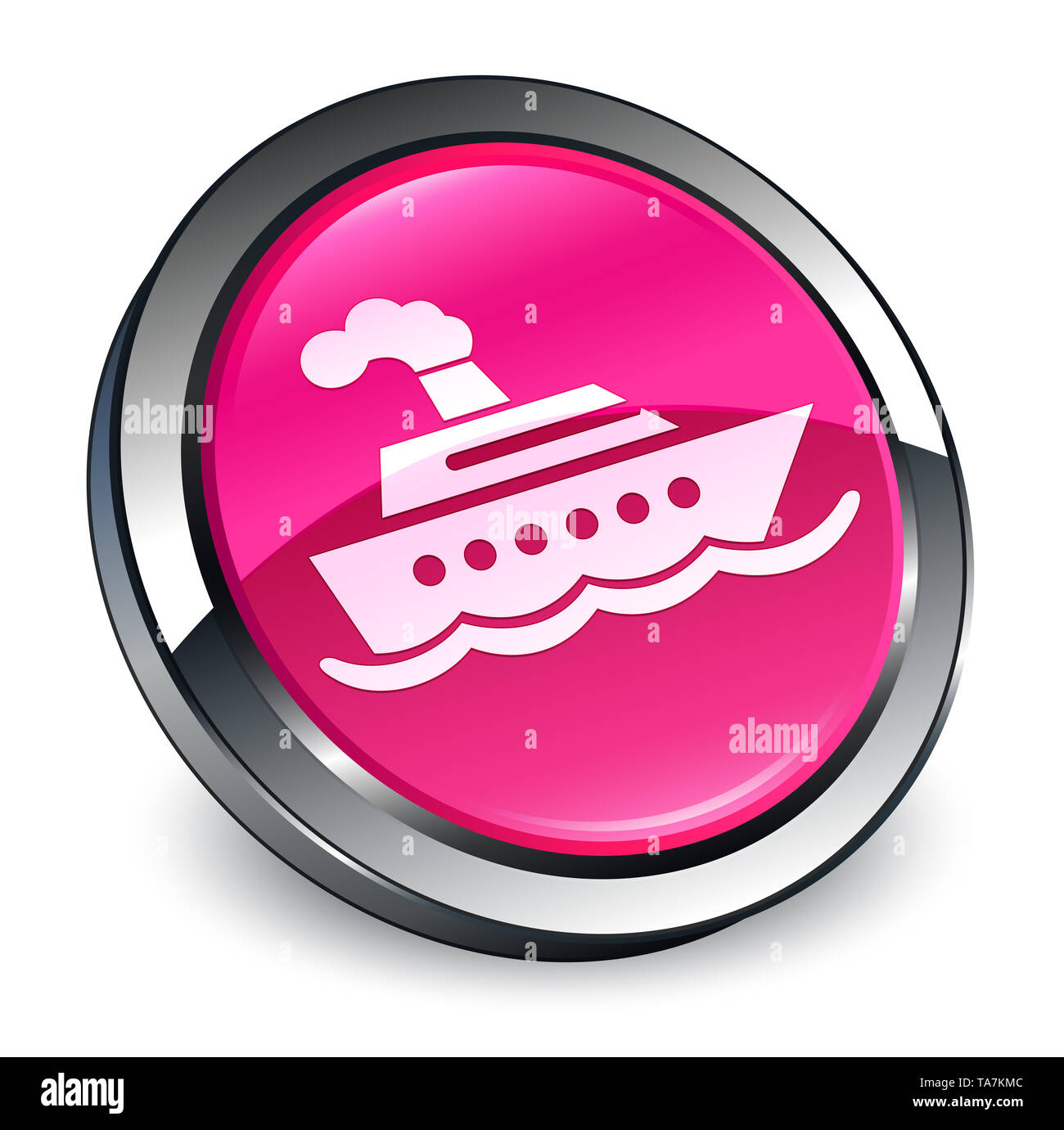 La nave di crociera icona isolati su 3d rosa pulsante rotondo illustrazione astratta Foto Stock