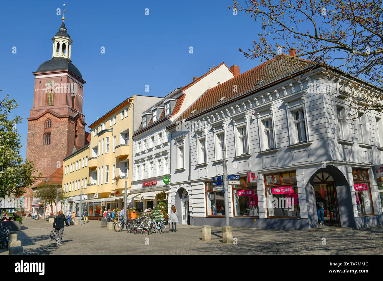 Pelican crossing, Einkaufstrasse, Carl grembiule Street, Città Vecchia, Spandau, Berlino, Germania, Fußgängerzone, Einkaufstraße, Carl-Schurz-Straße, Altstadt, D Foto Stock