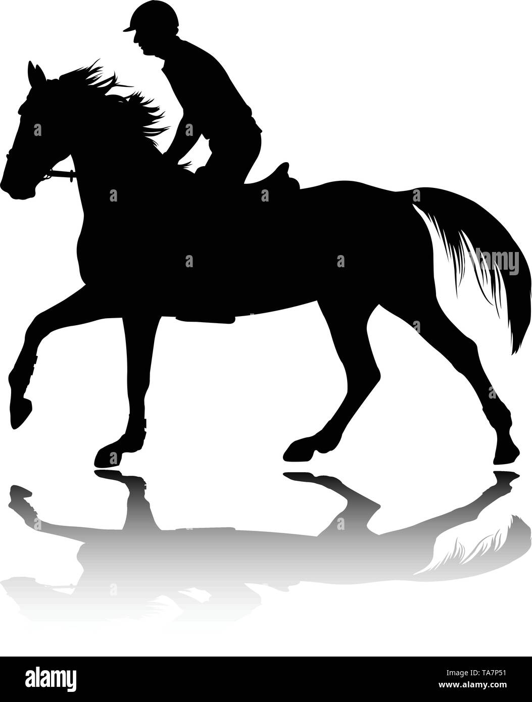 Alta qualità silhouette di un giovane uomo di equitazione - vettore Illustrazione Vettoriale