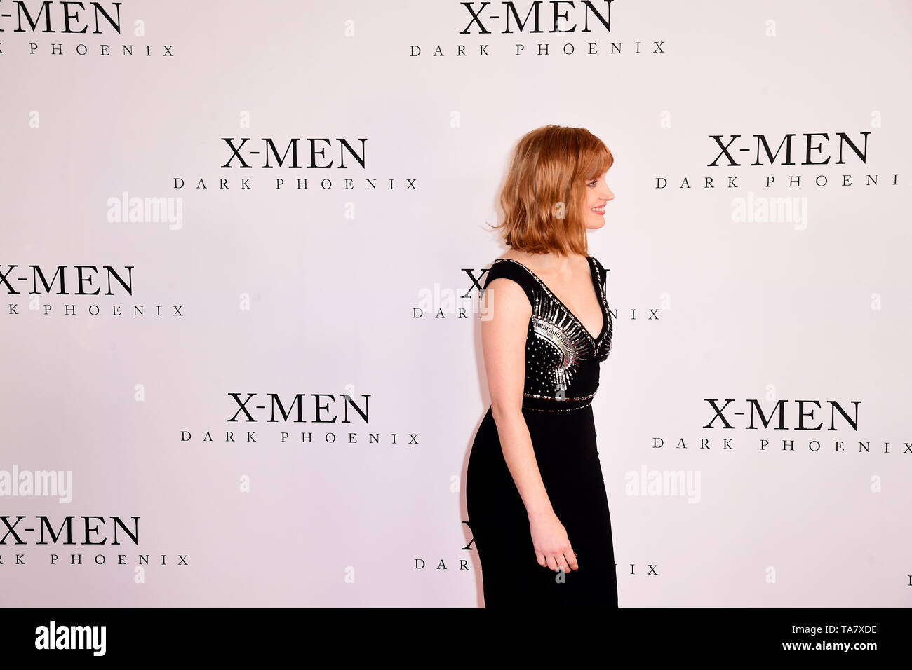 Jessica Chastain che frequentano gli X-Men: Dark Phoenix photocall tenutosi a Picturehouse Central London. Foto Stock