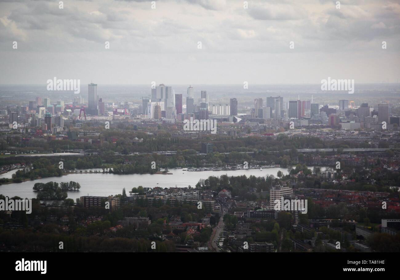 Vista aerea da un piano a Rotterdam, Paesi Bassi Foto Stock