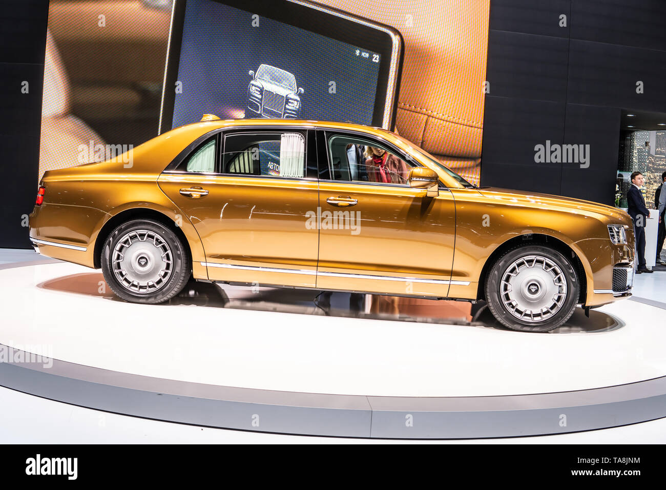 Ginevra, Svizzera, Marzo 07, 2019 Aurus Senat auto a Ginevra International Motor Show, full-size di lusso limousine blindata, sviluppato da NAMI Foto Stock