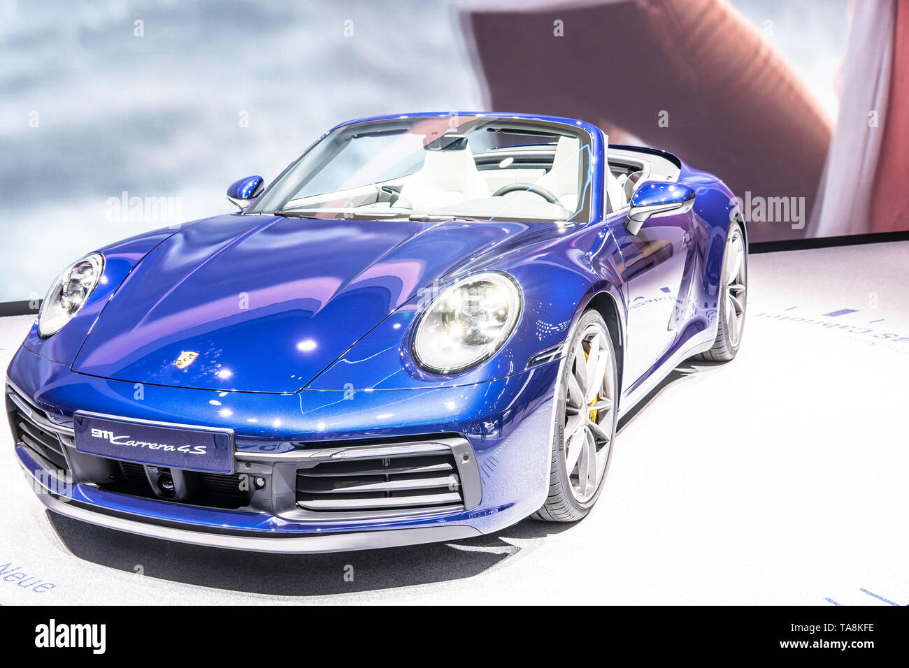 Ginevra, Svizzera, 07 marzo, 2019 Tutti i nuovi Porsche 911 Carrera 4S cabrio 8th-gen a Ginevra International Motor Show, 992 Serie la vettura da Porsche Foto Stock