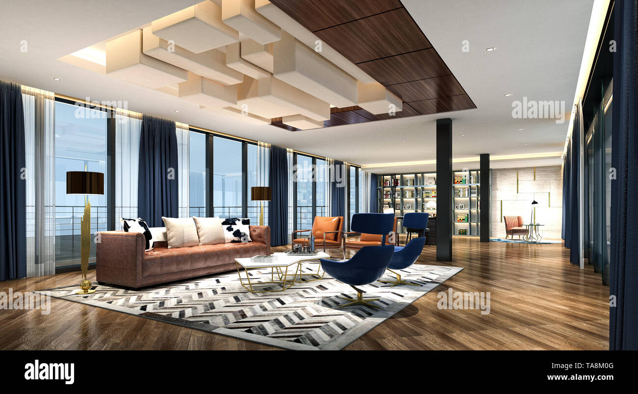 3D render ufficio di lavoro Foto Stock