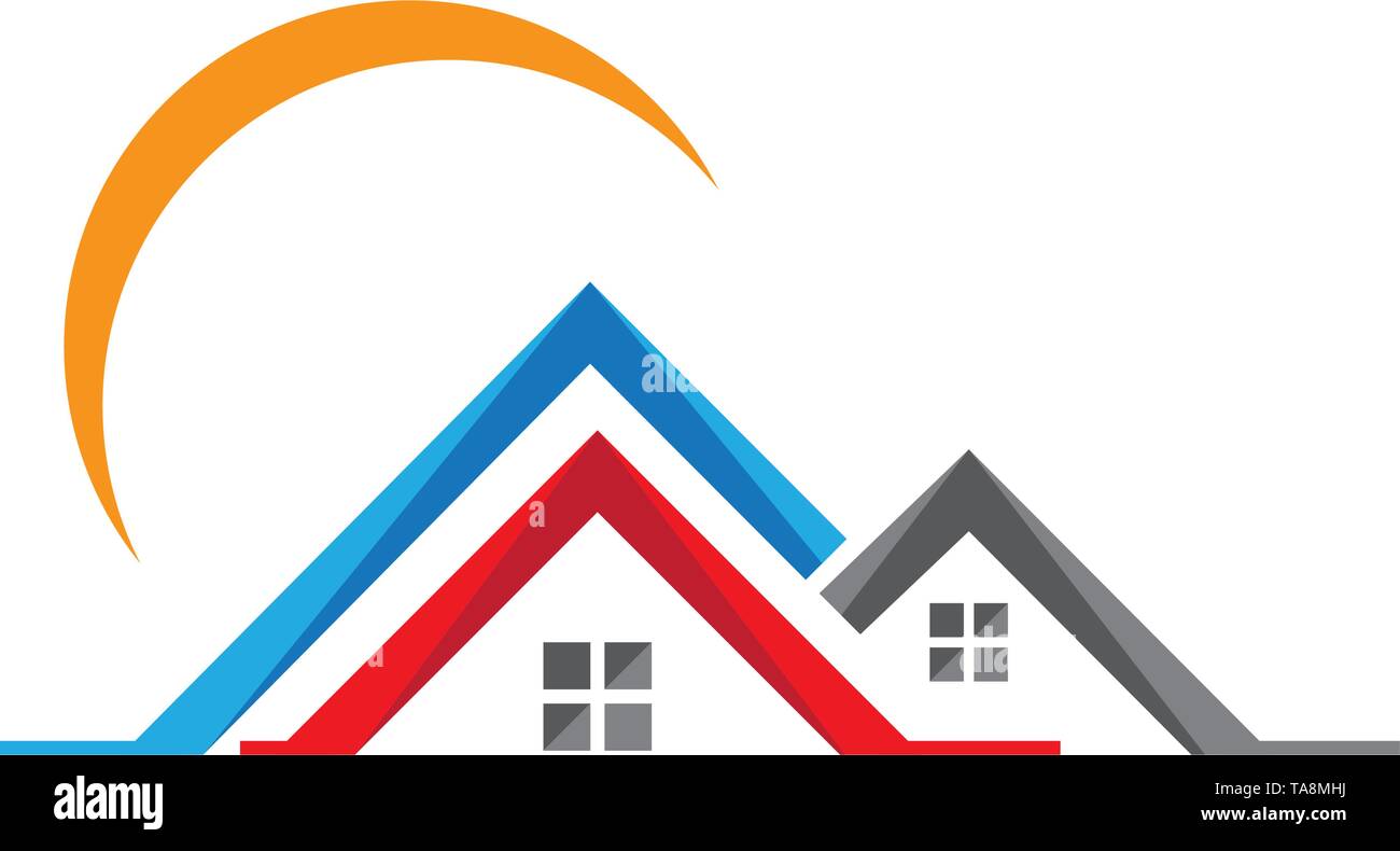 Immobiliare , proprietà e costruzione Logo design Illustrazione Vettoriale