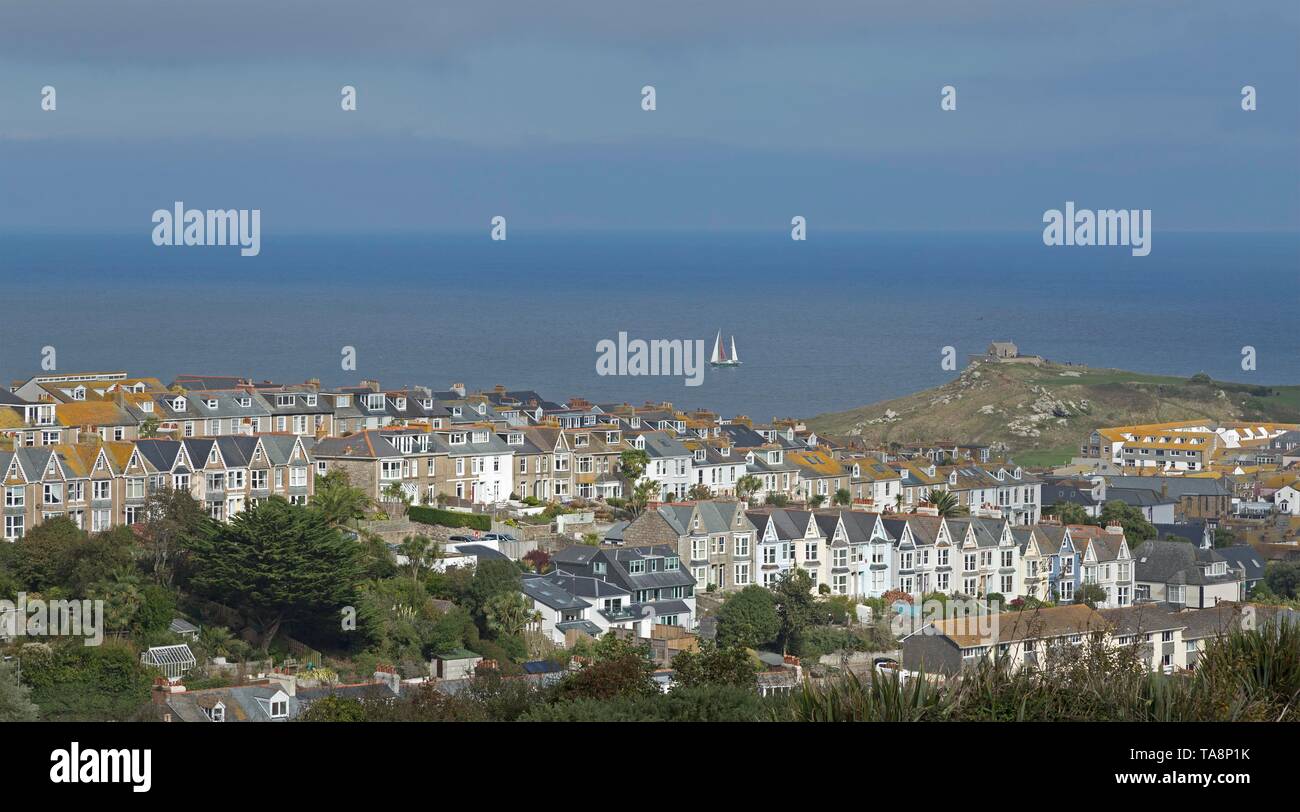 Tipiche case residenziali, St. Ives, Cornwall, Inghilterra, Gran Bretagna Foto Stock