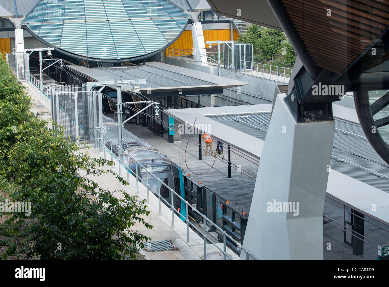 Maggio 2019, Sydney, Australia: come parte della nuova Metropolitana di Sydney Nord-ovest linea ferroviaria, Bella Vista stazione ferroviaria verrà aperto questo weekend il 26 maggio. Foto Stock